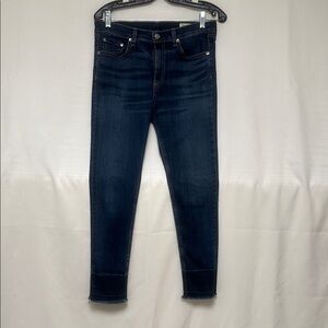 Rag & Bone Blue Ankle Cropped Jeans with Streamlined Silhouette